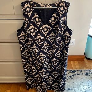 22W Talbots Navy Ikat Sheath Dress